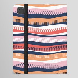 Float in // papaya orange coral cotton candy pink and midnight blue waves iPad Folio Case