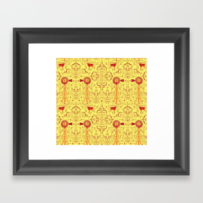 Cows and windmills Framed Art Print