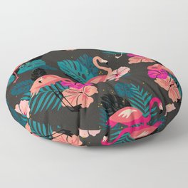 Tropical Flamingos – Charcoal Floor Pillow