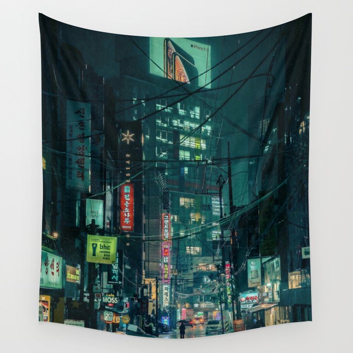 Cyberpunk Seoul Wall Tapestry by SofiaStutio Society6