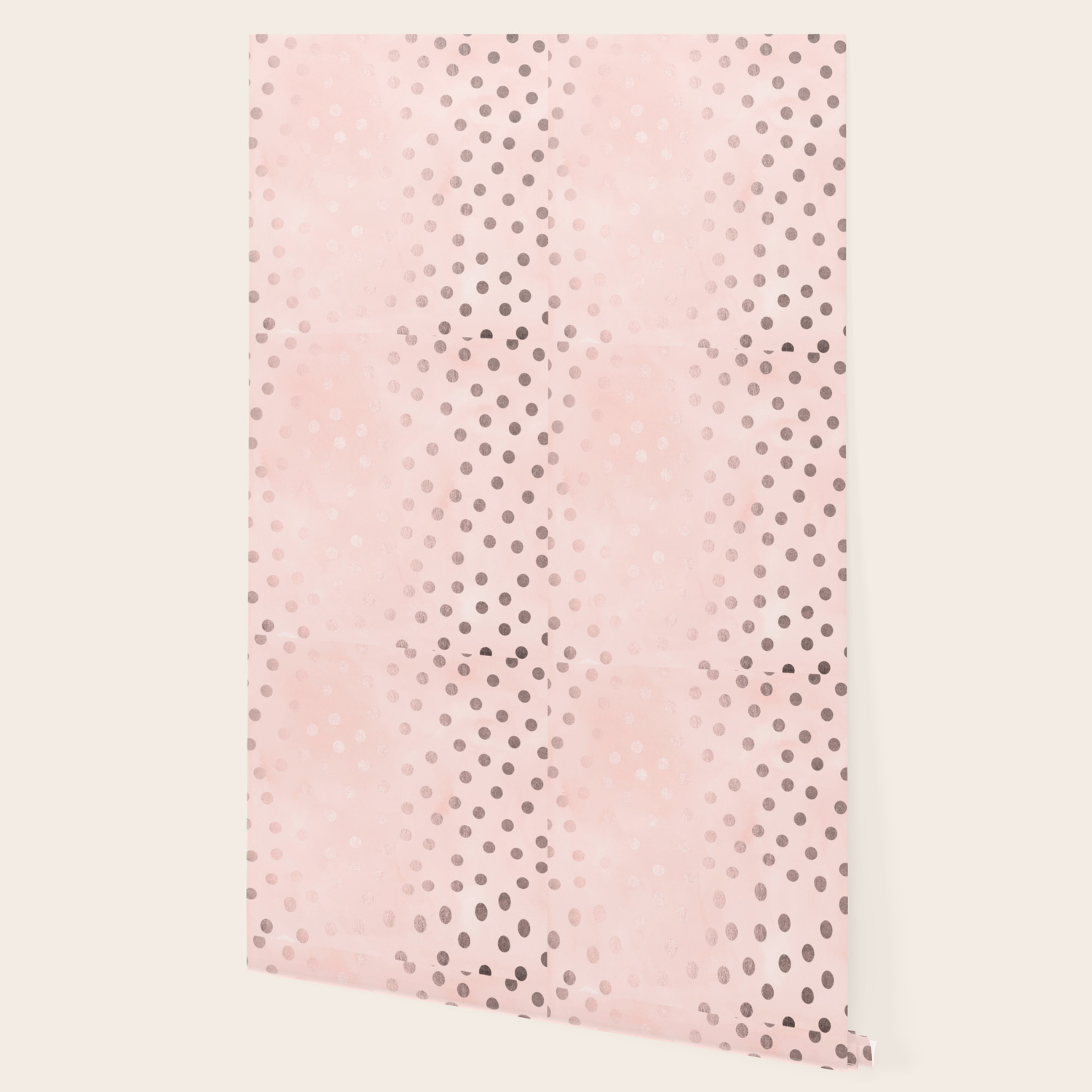 Rose Gold Pastel Pink Polka Dots Wallpaper