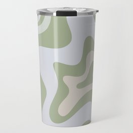 Liquid Swirl Contemporary Abstract Pattern in Light Sage Green Travel Mug