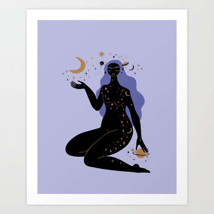 moon goddess in very peri Art Print