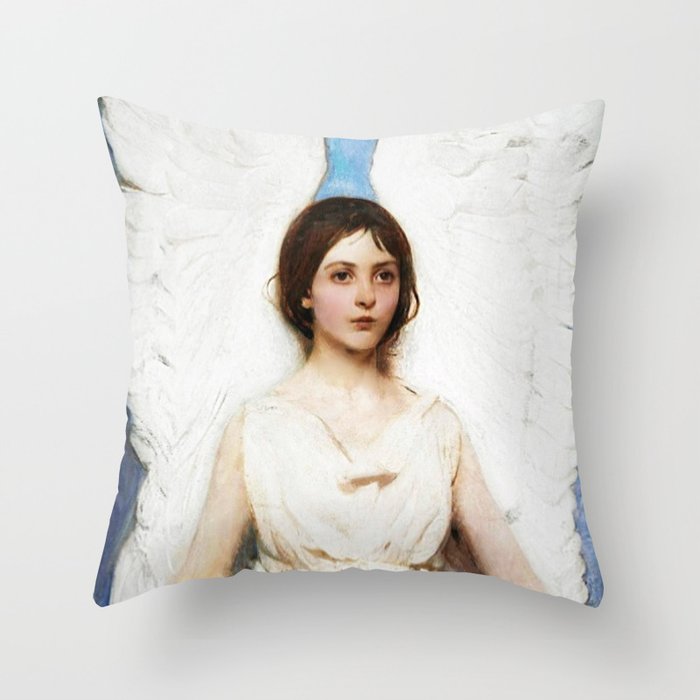 “Angel” Portrait by Abbott Handerson Thayer Throw Pillow