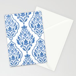 Blue and white damask vintage seamless pattern. Vintage, paisley elements. Traditional, Turkish motifs.  Stationery Card