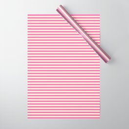 [ Thumbnail: Hot Pink & Light Yellow Colored Striped Pattern Wrapping Paper ]
