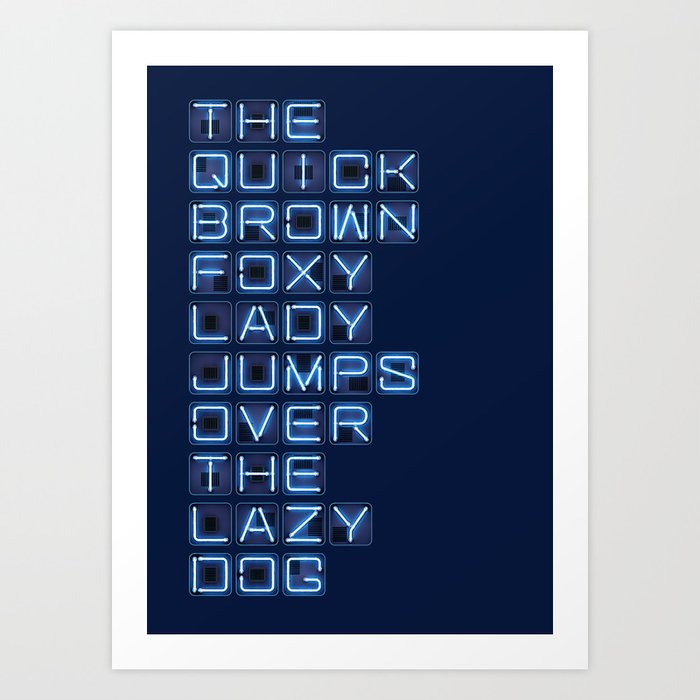 The quick brown foxy Lady - Square Neon  Frankenberg PangramWorks, © Frankenberg 2021 Art Print