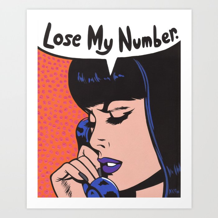 "Lose My Number." Comic Girl Art Print