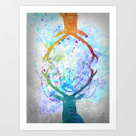 watercolor deer Art Print