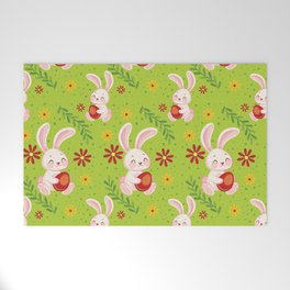 Happy Easter Pattern With Egg And Bunny Welcome Mat
