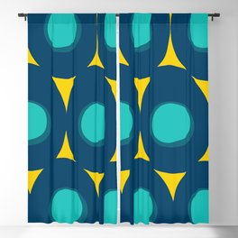Abstract Minimal Pattern Blue and Yellow Blackout Curtain