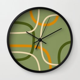 Abstract sage green mid century shapes Wall Clock