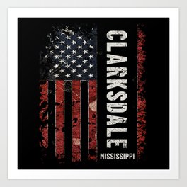 Clarksdale Mississippi Art Print | Graphicdesign, America, For Her, For Him, Clarksdale City, Mississippi State, Usa Flag Vintage, Mississippi, American Flag, Usa Flag 