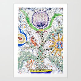 Floral Nature Mosaic Tile Art Print