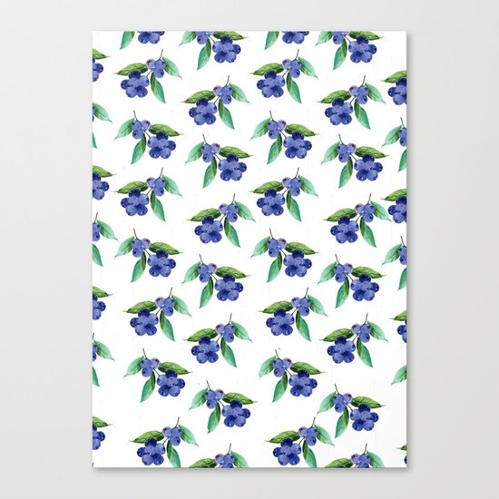 Blueberries Stripes Canvas Print