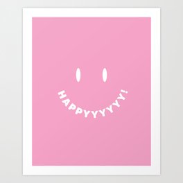 Happy Smiley Face - Pink Art Print