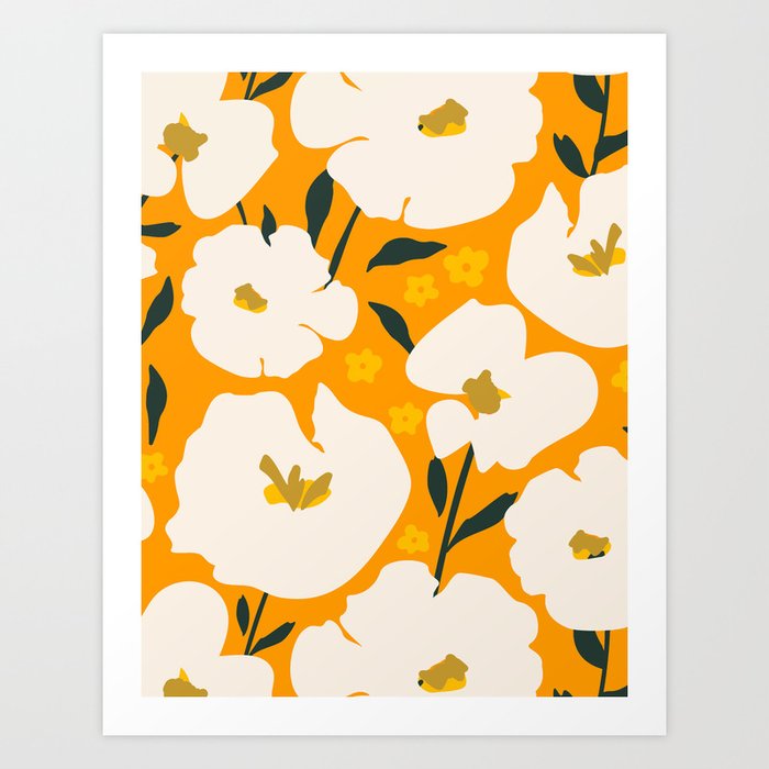 Yellow Matisse Abstract  Summer Garden Flowers Art Print