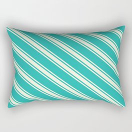 [ Thumbnail: Light Sea Green & Beige Colored Lined/Striped Pattern Rectangular Pillow ]