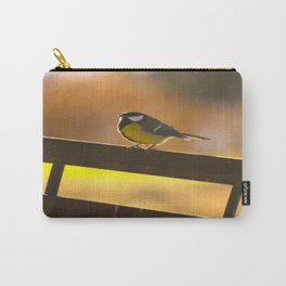 Great Tit On A Chair - Sunset Evening #decor #society6 #buyart Carry-All Pouch | Natural, Photo, Animal, Sunset, Vintage, Garden, Cute, Nature, Colorful, Outdoor 