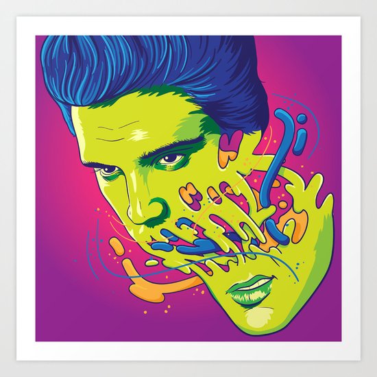 Happily melting Elvis Art Print