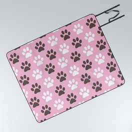 Animal Paw Print Pattern Pink Picnic Blanket