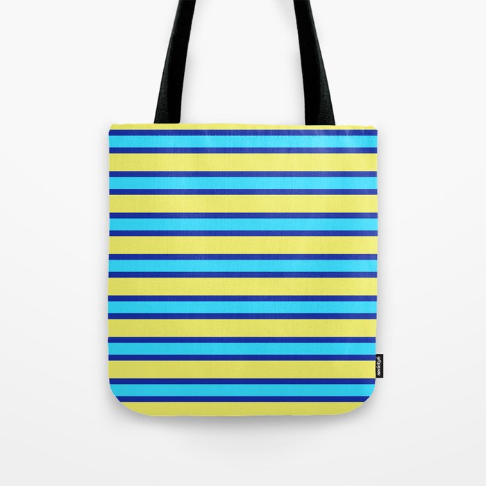 Blue and Yellow Stripes Tote Bag