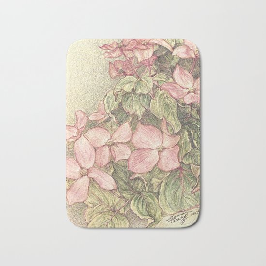 Satomi Dogwood, Pencil Sketch II Bath Mat