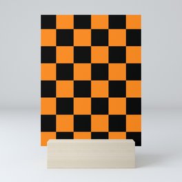 Orange and Black Checker Print Mini Art Print