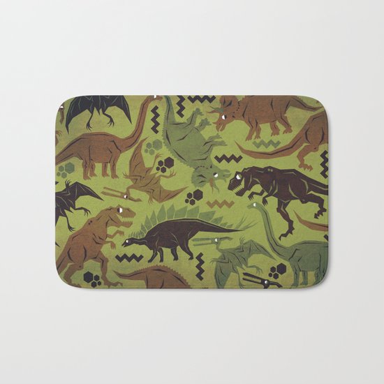 Camouflage Dinosaur Geometric Pattern Bath Mat
