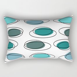 Mid Century Modern Ovals Scribbles Turquoise Rectangular Pillow