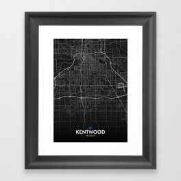 Kentwood, Michigan, United States - Dark City Map Framed Art Print