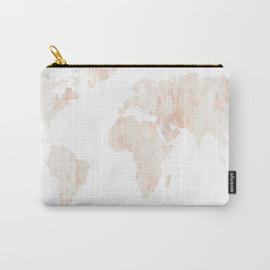Marble World Map Light Pink Rose Gold Shimmer Carry-All Pouch