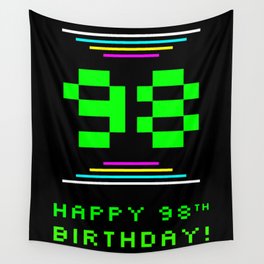 [ Thumbnail: 98th Birthday - Nerdy Geeky Pixelated 8-Bit Computing Graphics Inspired Look Wall Tapestry ]