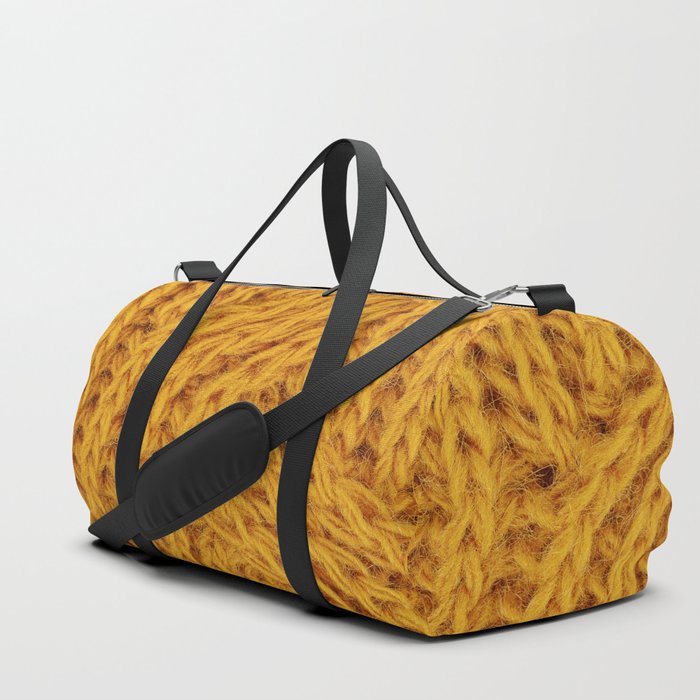 Brown yellow Knitted textile  Duffle Bag