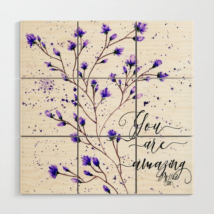 purple flowers Wood Wall Art