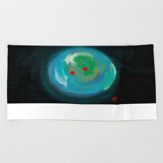 Smiling Planet Beach Towel
