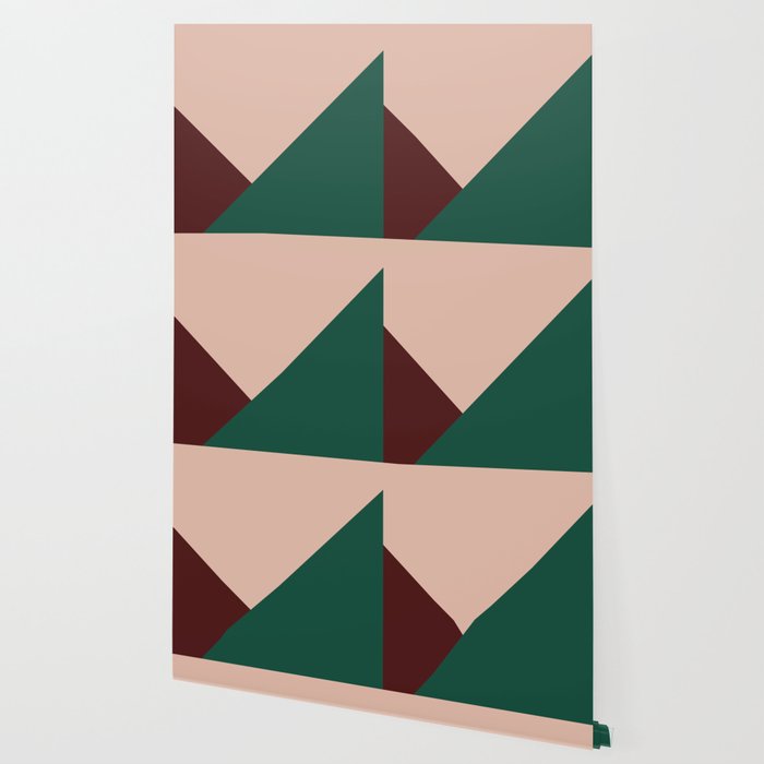 Burgundy And Green Geometric Wallpaper By Jenniferrizzo Society6
