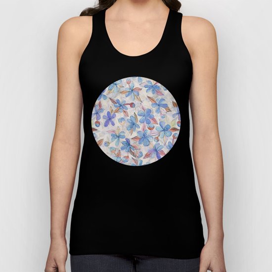 Purple Painted Floral Pattern Unisex Tank Top