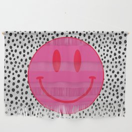 Make Me Smile - Cute Preppy Vsco Smiley Face on Black and White Wall Hanging