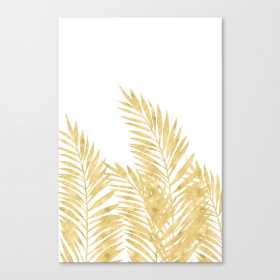 Palm Leaves Golden Canvas Print