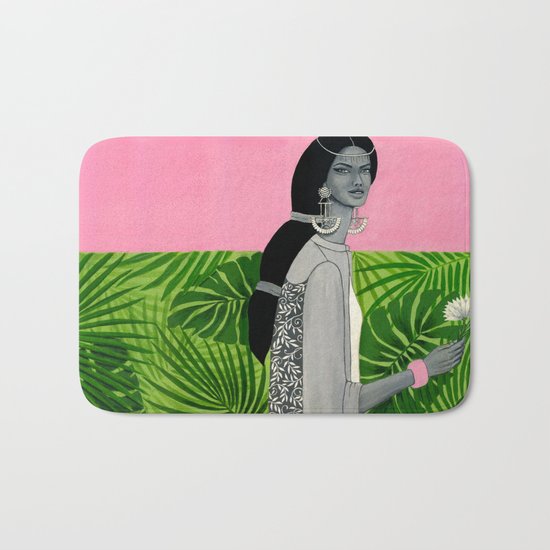 girl with a flower Bath Mat