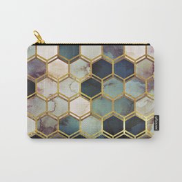 RUGGED MARBLE Carry-All Pouch | Rustic, Pattern, Blue, Shabby, Gold, Hexagon, Geo, Male, Abstract, Marble 