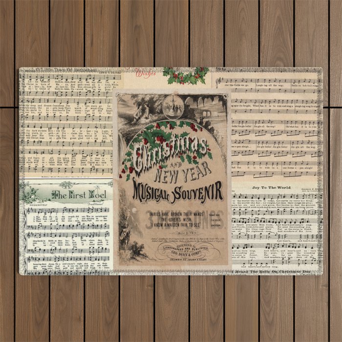 Vintage Christmas Music Outdoor Rug