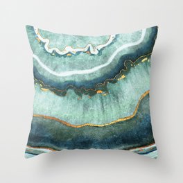 Gold Turquoise Agate Throw Pillow