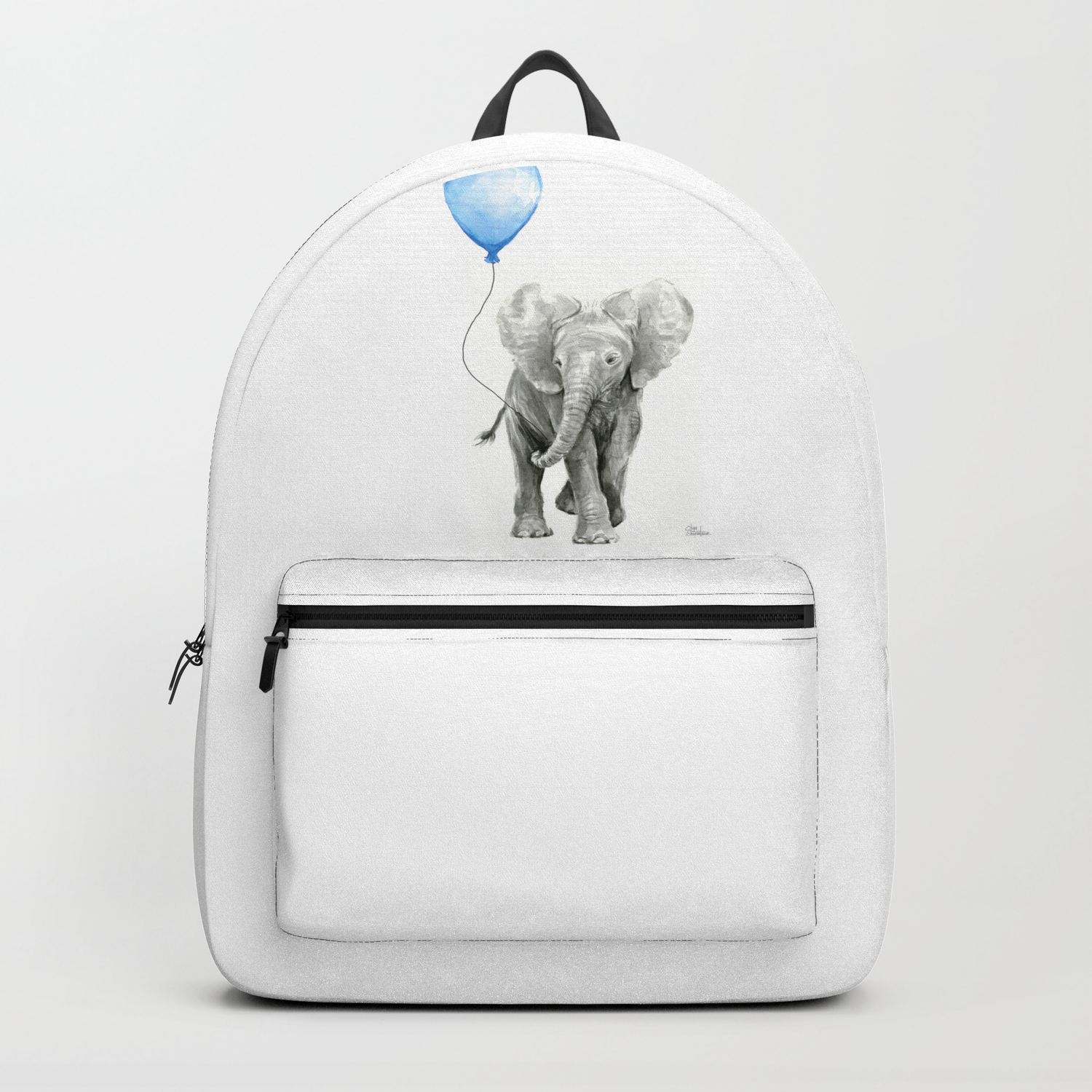 Baby Animal Elephant Watercolor Blue Balloon Baby Boy Nursery Room