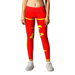 Chinese Love Golden and Red with Frame Leggings