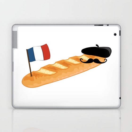 French Baguette Moustache - Funny French Food Laptop & iPad Skin