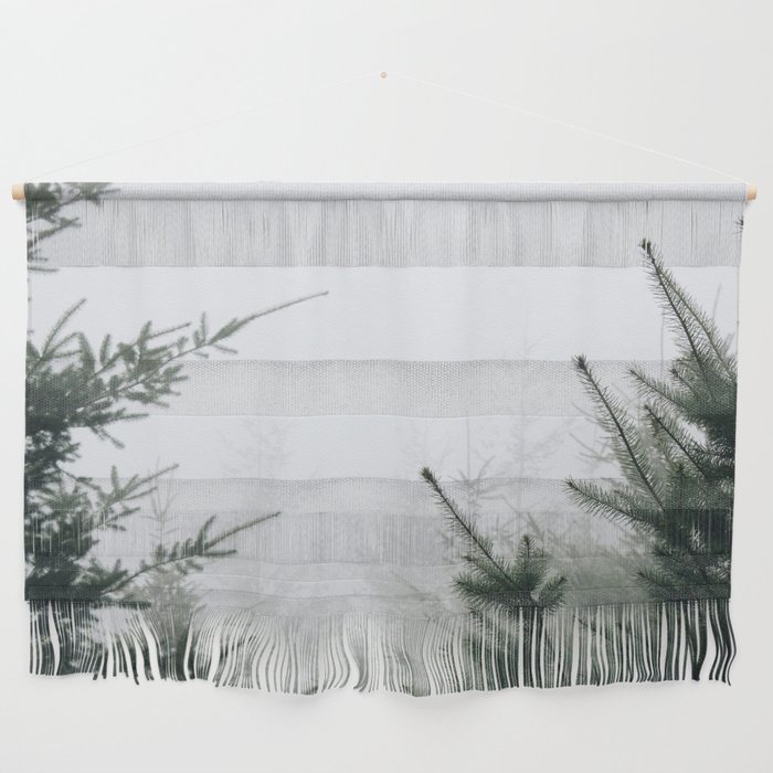 Misty Pine Trees Wall Hanging