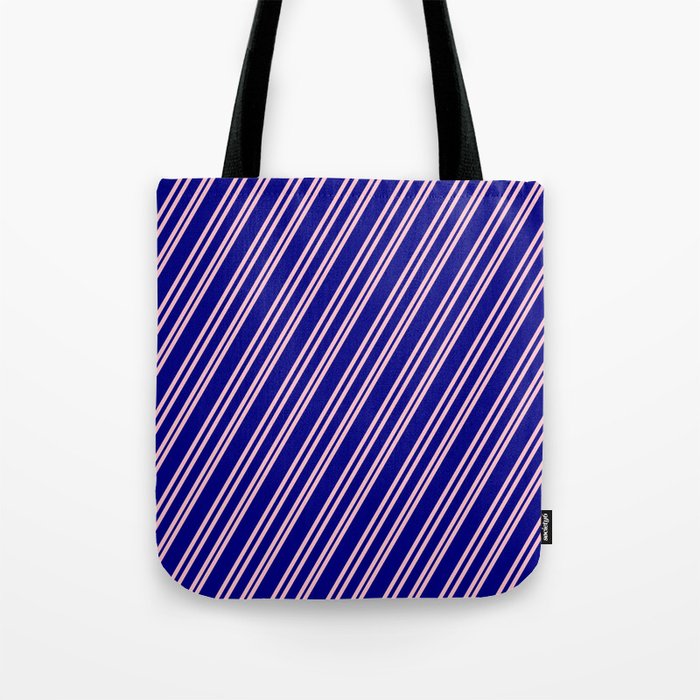 Pink & Blue Colored Pattern of Stripes Tote Bag