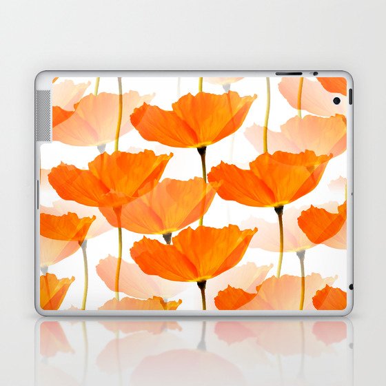 Orange Poppies On A White Background #decor #society6 #buyart Laptop & iPad Skin